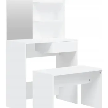 Konferenční stolek Sada nábytku s toaletním stolkem a taburetem, bílá, 74,5x40x141 cm, 70x35x45 cm