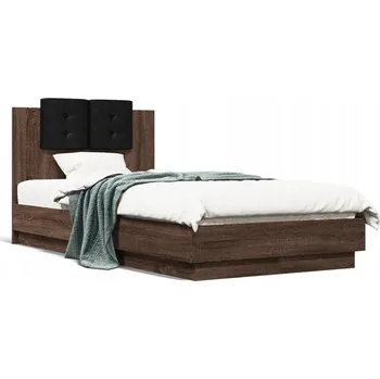 Postel Rám postele s čelem, hnědý dub, 194,5 x 78 x 84 cm, černé čelo