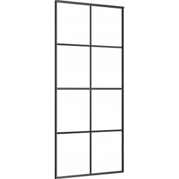 Interiérové dveře Posuvné hliníkové dveře s čirým ESG sklem 90x205 cm, černé