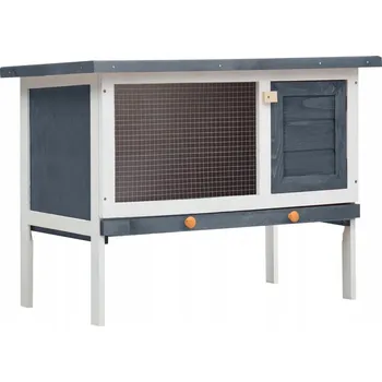 Dřevěná klec pro králíky s výsuvným šuplíkem, 90x45x65 cm, šedo-bílá