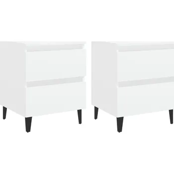 Noční stolek Noční stolek se dvěma zásuvkami, bílý, 40x35x50 cm