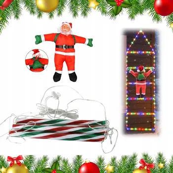 Vánoce SVATÝ Mikuláš NA ŽEBŘÍKU VÁNOČNÍ DEKORACE Figurka Čtyři LED