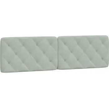 Polštář s diamantovým vzorem a sametovým Čelo postele, světle šedý, 185x6x48 cm