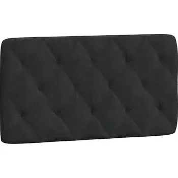 Sametový Polštář čelo postele, 102x6x48 cm, černý, zapínání na suchý zip