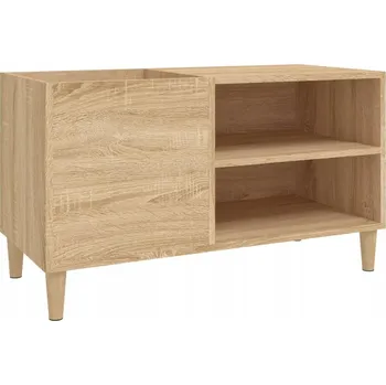 Komoda Skříňka na vinylové desky z eukalyptového dřeva, dub sonoma, 84,5x38x48 cm