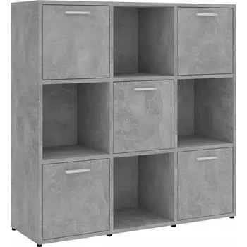 Knihovna Regál na knihy šedý betonu, 90 x 30 x 90 cm, 9 přihrádek
