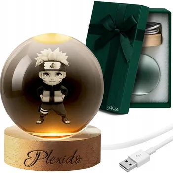 Lampička 3D LED Noční Lampa Naruto Chibi skleněná koule Dárek legrační figurka
