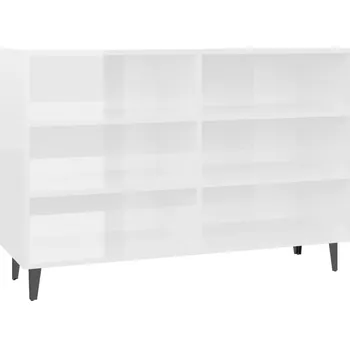 Knihovna Industriální regál s 6 policemi, bílý lesk, 103,5x35x70 cm