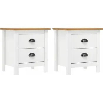 Noční stolek Noční stolek Hill z masivního borovicového dřeva, bílo-medově hnědá