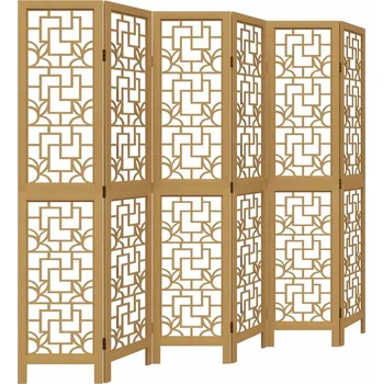 Paraván Paraván ze dřeva paulovnie, hnědý, 210-215 x 180 cm, 6 panelů