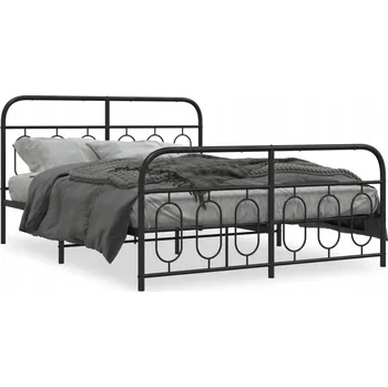 Postel Černý kovový rám postele 196 x 146 x 100 cm s čelem