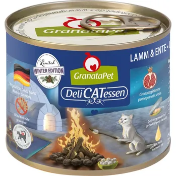 Krmivo pro kočku 12x200g Granatapet DeliCatessen Limited Winter Menu - výhodné balení - jehněčí a kachna