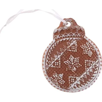 Vánoční dekorace ostatní Baňka perníková s vločkami 9,5cm 7.5 x 9.5 x 1 cm Hnědá