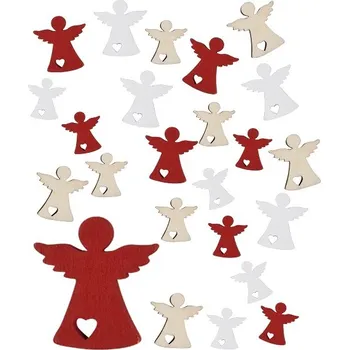 Vánoce Anděl Přerov s.r.o. Andílci mix barev a velikostí ze dřeva v krabičce, 24 ks v krabičce - výběr barvy Barva (komplet): Červená