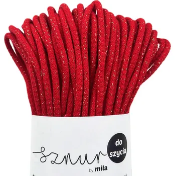Příze MILA šňůry na šití 6mm/50m GLITTER červená zlatá