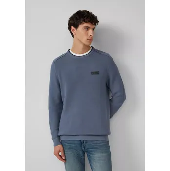 Oblečení a móda s.Oliver pánský pletený bavlněný svetr šedomodrý Velikost: XL