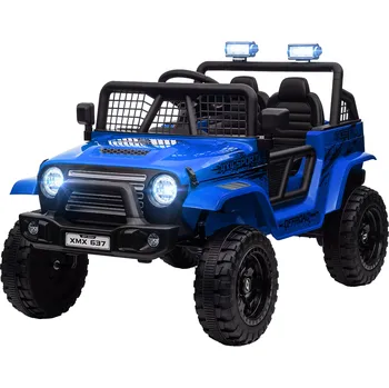 Dětské elektrovozidlo AIYAPLAY HOMCOM Elektrické dětské auto, terénní vozidlo 12 V 3-5 km/h s připojením na hudbu, dětské vozidlo s dálkovým ovládáním 2.4G, světlomety, klaksonem, dětské elektrické vozidlo pro děti 3-6 let, modrá barva