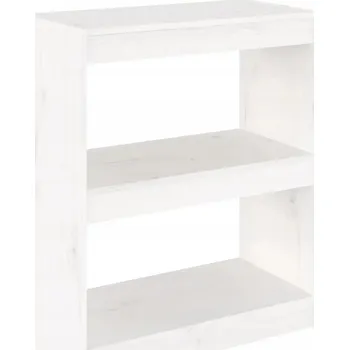 Knihovna Dvoupatrový regál z masivního borovicového dřeva, bílý, 60x30x71,5 cm