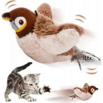 Hračka pro kočku Interaktivní plyšová Hračka pro ptáky pro kočky - pohyb a ptačí zvuky USB