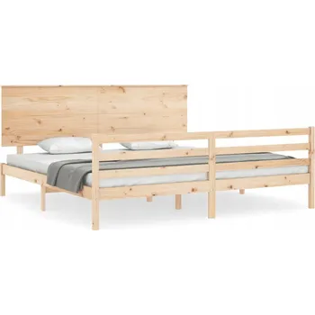 Postel Dřevěná borovicová postel 205,5 x 185,5 x 82,5 cm, neošetřená