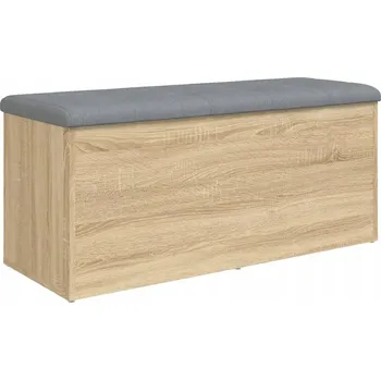 Lavice s úložným prostorem a sedákem, dub sonoma, 102x42x45 cm, světle šedá