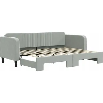 Pohovka Rozkládací lenoška/pohovka světle šedá 223x90x75 cm, samet