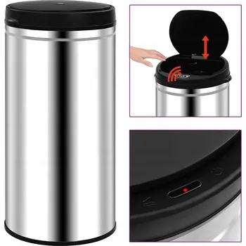 Odpadkový koš Automatický odpadkový koš 70 L z nerezové oceli, stříbrný, 36x76 cm