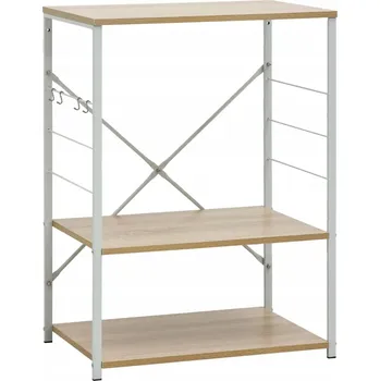 Kuchyňská skříňka Kuchyňská skříňka se 3 policemi na mikrovlnnou troubu, bílá a dubová, 60x39,6x79,5 cm