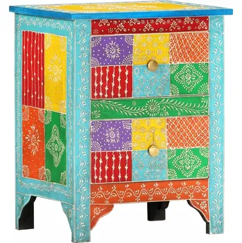 Noční stolek Dřevěný Noční Stolek Retro, Vícebarevný, 40x30x50 cm