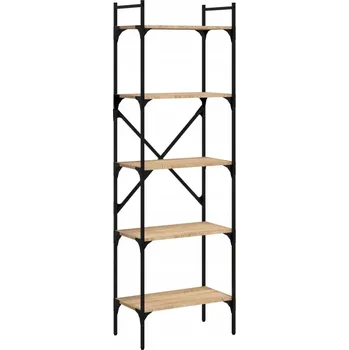 Knihovna Regál na knihy s kovovým rámem, dub sonoma, 56x31,5x174 cm