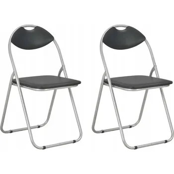 Sada 2 skládacích jídelních židlí, černo-stříbrná, 44x43x80,5 cm