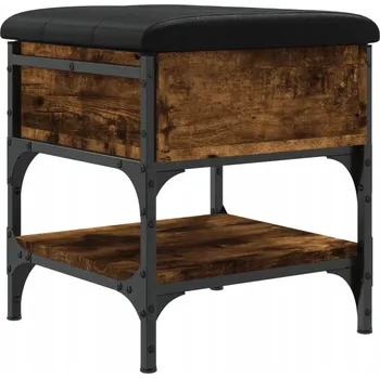 Lavice na boty s polštářem, kouřový dub, 42x42x45 cm, černý polštář