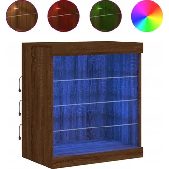 Komoda Moderní komoda s LED osvětlením, dřevěný materiál, hnědý dub, 60,5x