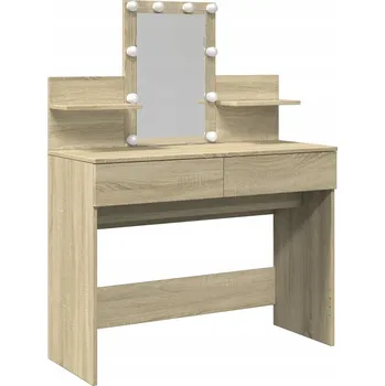 Toaletní stolek Toaletní Stolek se zrcadlem a LED osvětlením, dub sonoma, 100x40x130 cm