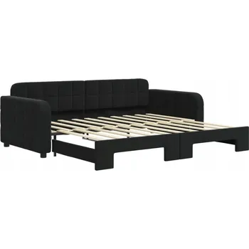 Pohovka Rozkládací lenoška/pohovka černá sametová 213 x 100 x 71 cm