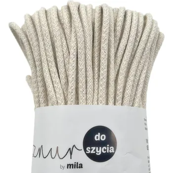 Příze MILA šňůry na šití 6mm/50m GLITTER ecru stříbrná