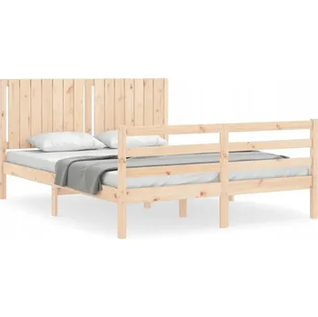 Postel Dřevěná borovicová postel 205,5 x 165,5 x 100 cm, neošetřené dřevo