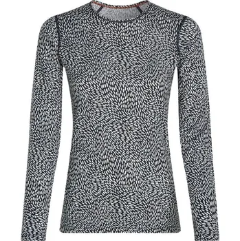 Icebreaker Women's Merino 200 Oasis LS Crewe Flock AOP - midnight navy/snow/aop M