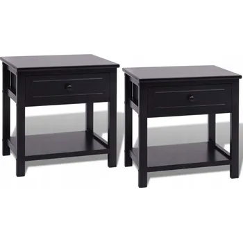 Noční stolek Dřevěné noční stolky černé 40x29x42 cm, paulovnie/MDF/překližka