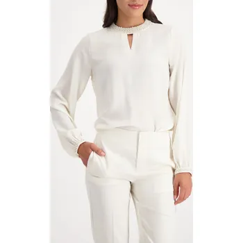 Dámská halenka Halenka Monari 809205 krémová s perlami na stojáčku Velikost: 42