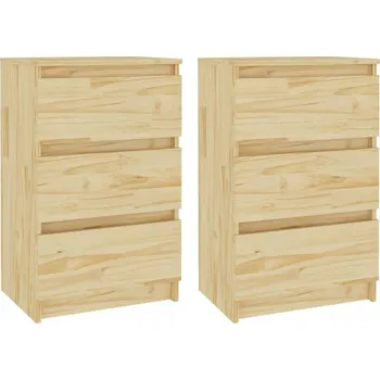 Noční stolek Noční stolek z masivního borovicového dřeva, 3 zásuvky, 40x29,5x64 cm