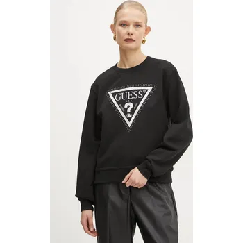 Dámská mikina Mikina Guess dámská, černá barva, s aplikací, W5RQ09 K8802 W5RQ09.K8802 99X, vel. S