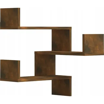 police Rohové nástěnné police, materiál na bázi dřeva, kouřový dub, 40x40x50 cm