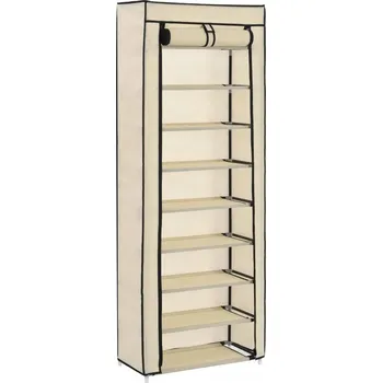 Botník z netkané textilie s 8 policemi, krémový, 57x29x162 cm