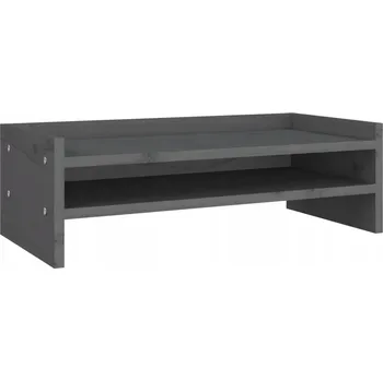 Podstavec pod monitor Podstavec pod monitor z masivního borovicového dřeva, šedý, 50x24x16 cm