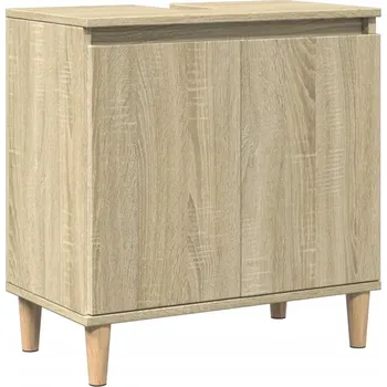 Koupelnový nábytek Skříňka pod umyvadlo z eukalyptového dřeva, dub sonoma, 58x33x60 cm