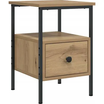 Noční stolek Noční stolek s železným rámem a nastavitelnými nožičkami, dub artisan, 34x36x50 cm