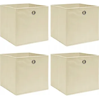 Úložný box Skládací úložné boxy z netkané textilie, krémové, 32x32x32 cm