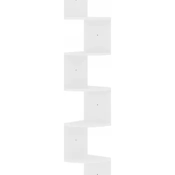 police Elegantní Rohová Nástěnná Police, Bílý Lesk, 19x19x123 cm