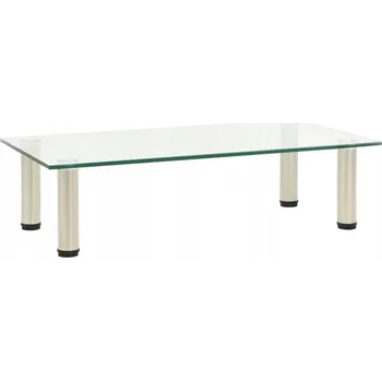 Televizní stolek TV stolek z tvrzeného skla a nerezové oceli 60x35x17 cm, průhledný